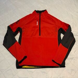 Reebok Speedwick Performance 1/2 Zip Pullover Top Men’s Medium M Black Red